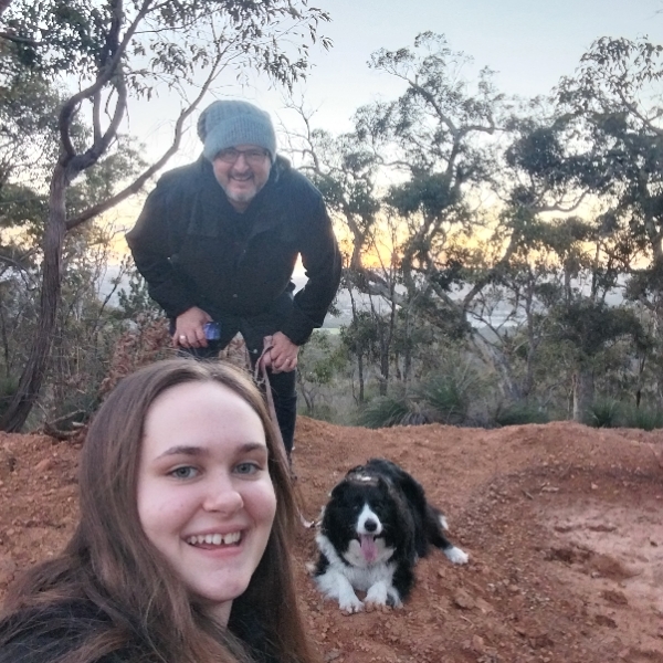 Me Astrid and Dad went for a walk today!🐾🐕 Beautiful sunset🌄