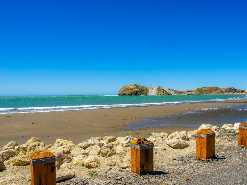 An image of Castlepoint beach on a sunny day