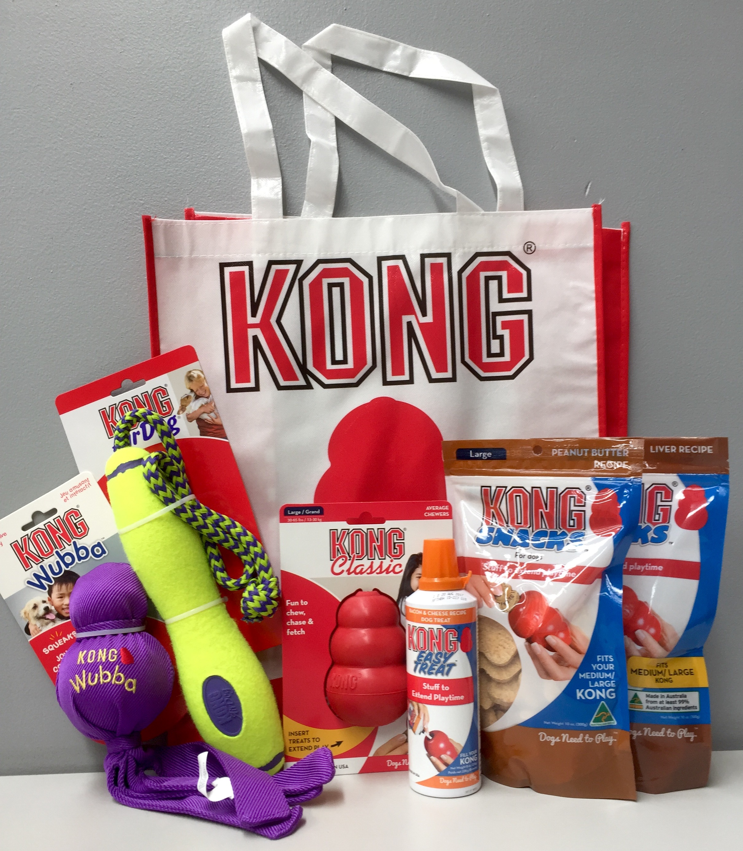 A KONG Hamper of 3 toys and 3 treats