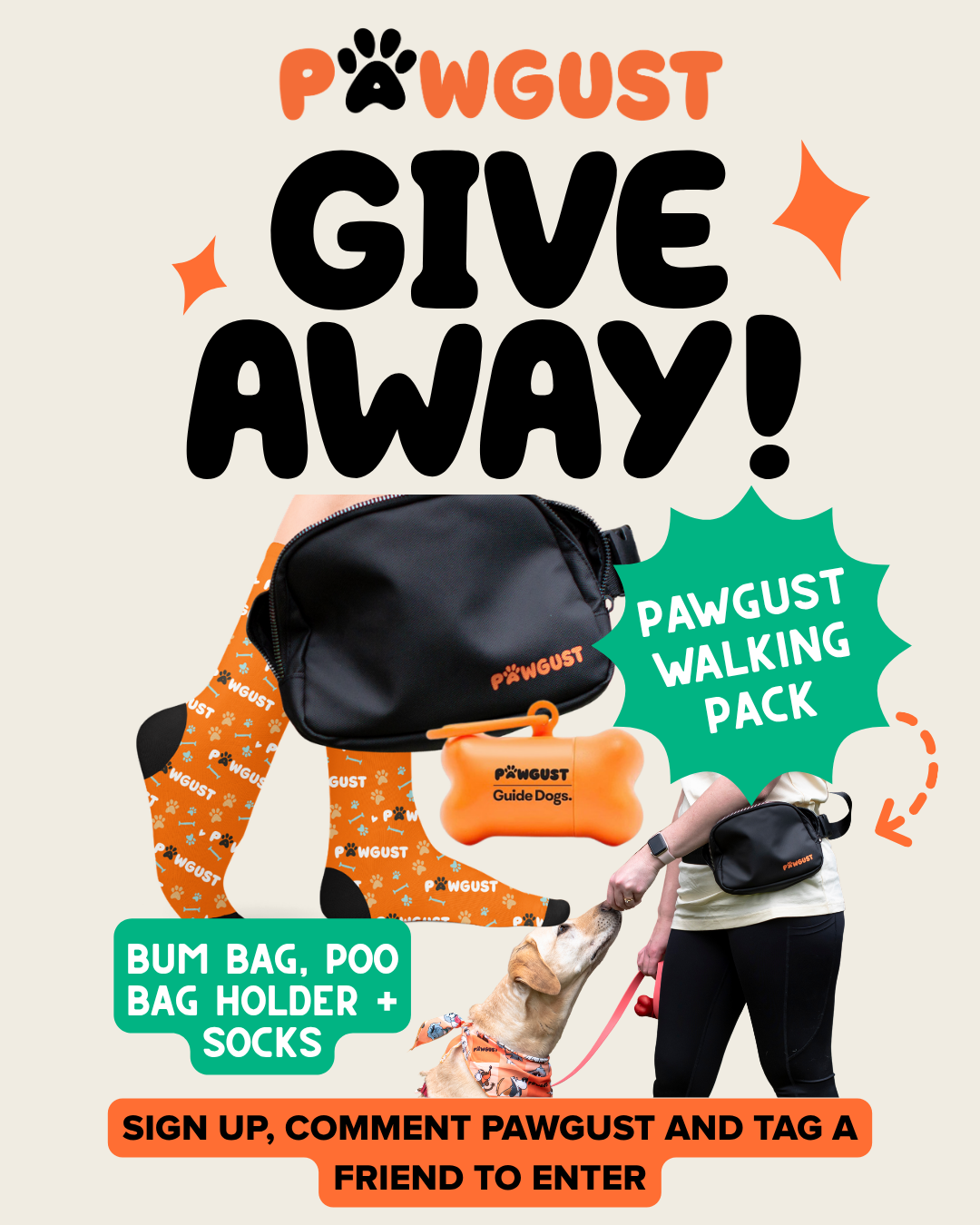 PAWGUST Walking Pack Giveaway - PAWGUST Bum bag, poo bag holder and socks.